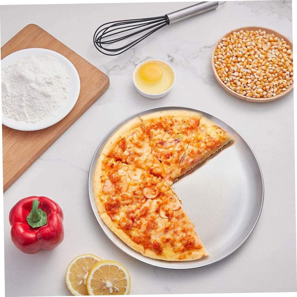 1pc Round Pizza Plate Oven Tray Non-Stick Bake Crisper Baking Pan - Stainless Steel Serving Tray for Home & Restaurant Use