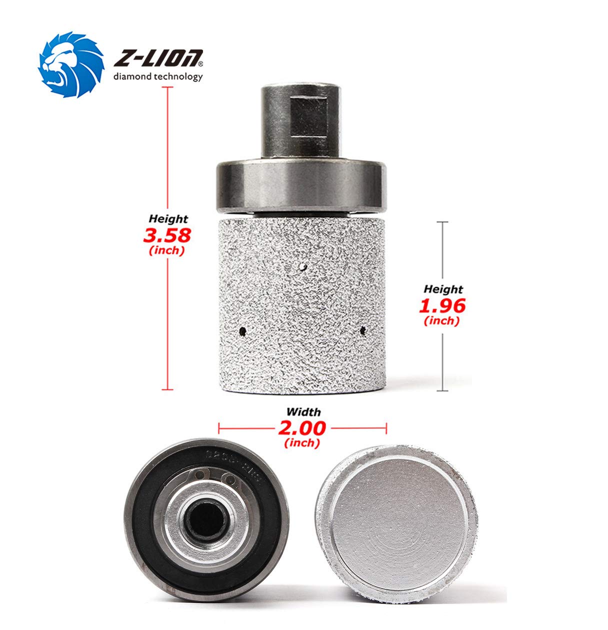 2" Diamond Drum Wheel Vacuum Brazed Grinding Sanding Wheel for Stone Sink Hole Edge - 5/8-11 Thread