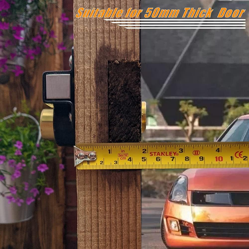 2" HeavenBird Barn Door Lock with 5 Keys - Double Sided Fence Gate Latch for Wooden Garden Gate, Right & Left Door