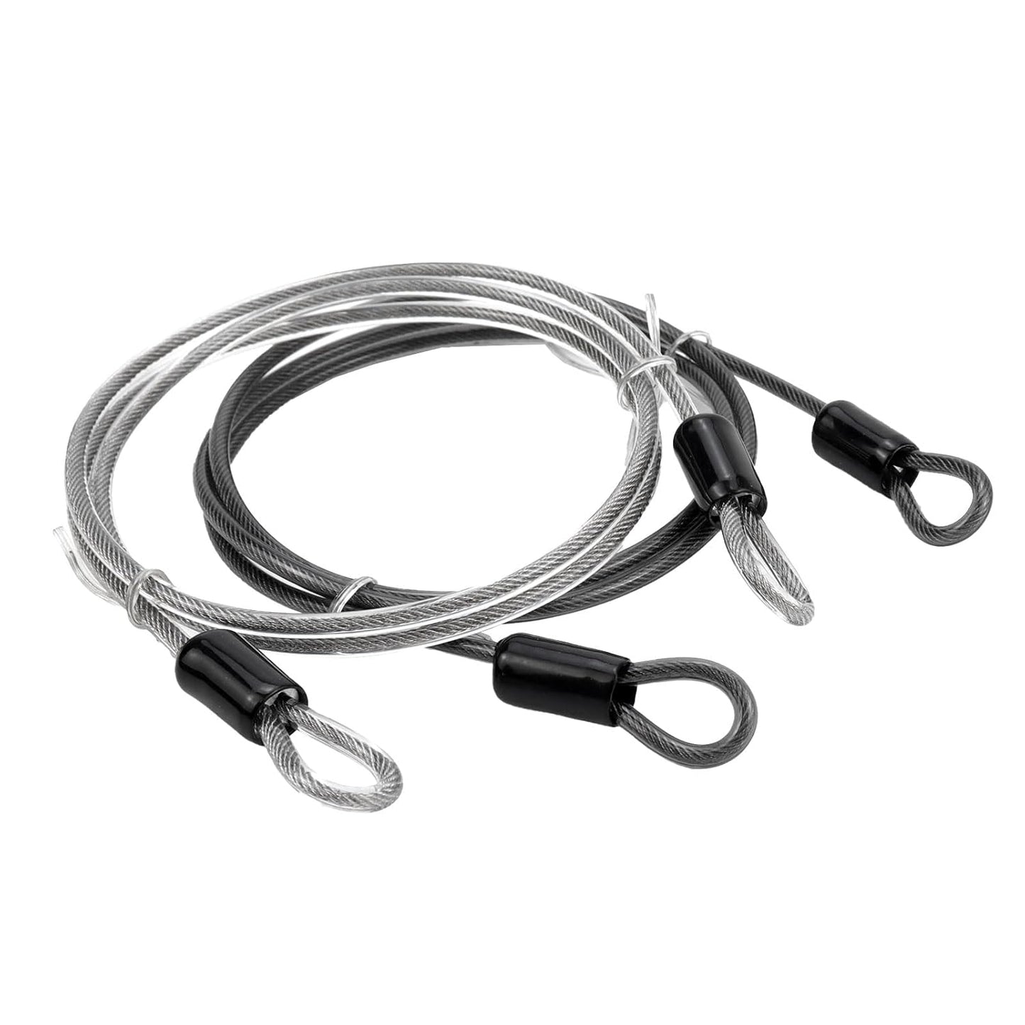 2 Pack 3.3ft Braided Steel Cable Lock for Outdoor Travel Security - Double Loop Wire Luggage Lock - Black/Silvery