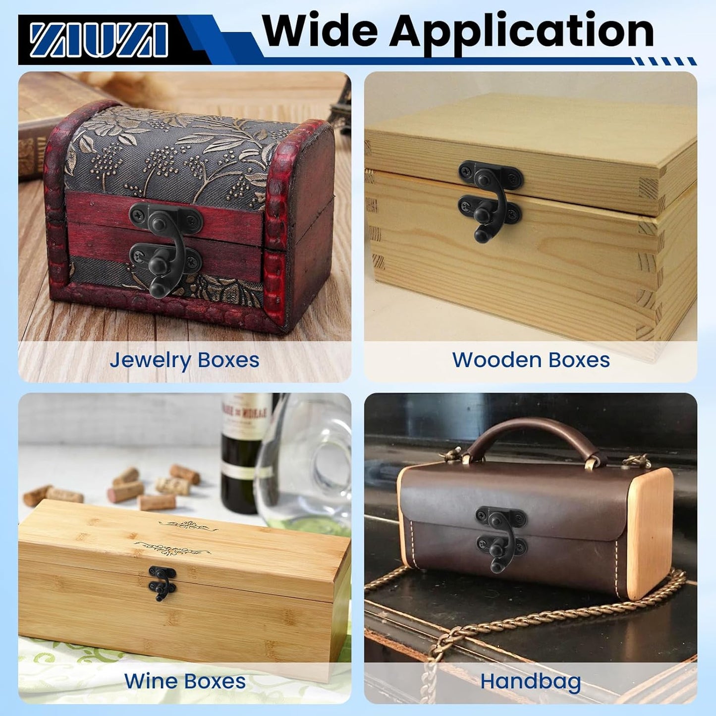 2 Pack Antique Black Small Hasp Latches for Jewelry Box Cabinet Toolbox