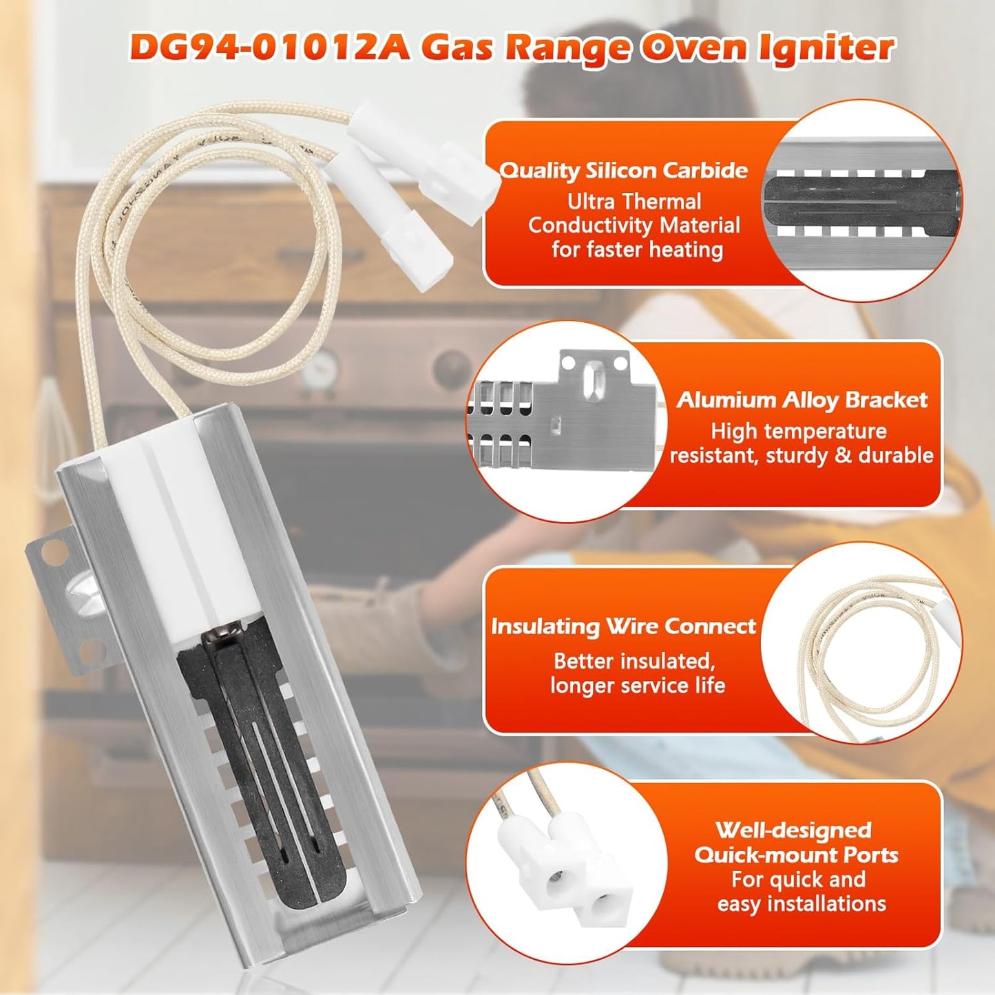 2 Pack DG94-01012A Gas Range Oven Igniter Replacement for Samsung Ovens - AP5967723 4011538 PS11720750