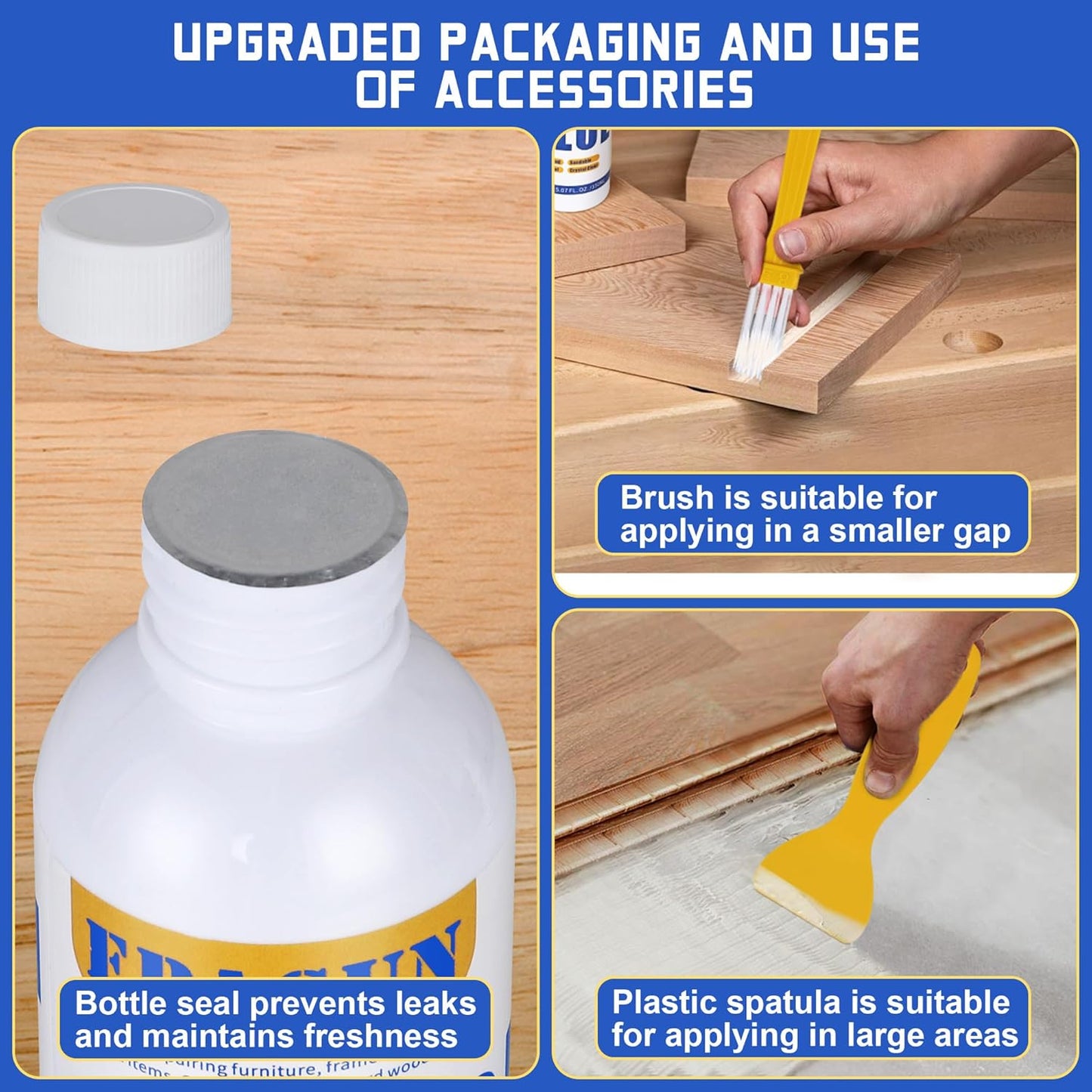 2 Pack EPASUN Wood Glue - Strongest Waterproof Furniture Repair Adhesive for Indoor/Outdoor Use - 150g (Clear)