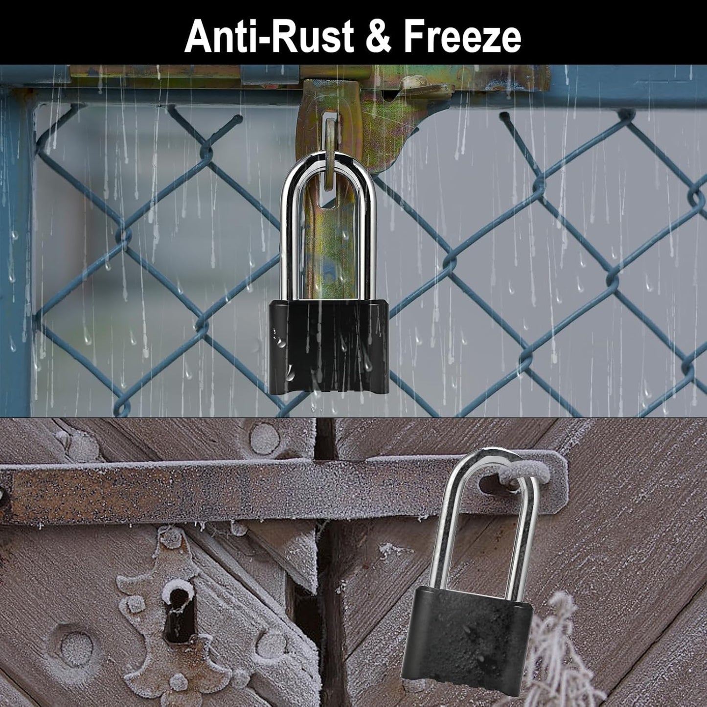 2-Pack Faburo 4-Digit Combination Locks with Long Shackle - Heavy Duty Waterproof Padlocks for Outdoor Fence, Locker, Gym, Sheds, Gate Hasps - WildKart