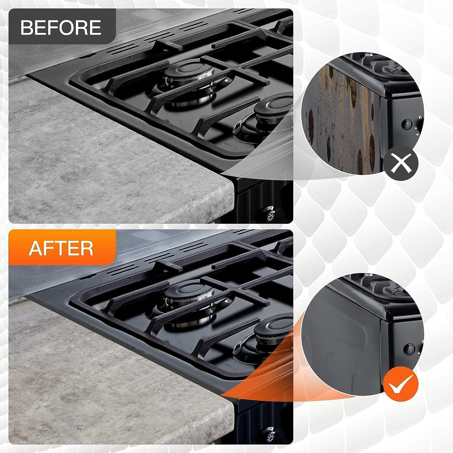 2-Pack Heat Resistant Black Silicone Stove Gap Covers, 25 Inches, Easy to Clean