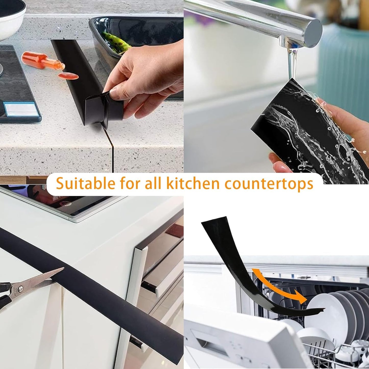 2-Pack Heat Resistant Black Silicone Stove Gap Covers, 25 Inches, Easy to Clean