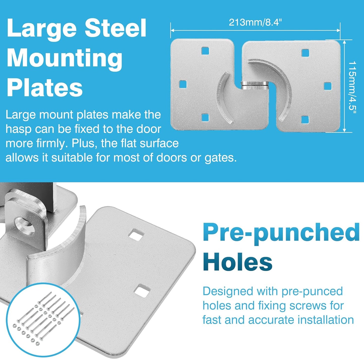 2-Pack Heavy Duty Hidden Shackle Lock Set with Keyed Different Hasp and Steel Puck Lock Holder Bracket for Trailer Door