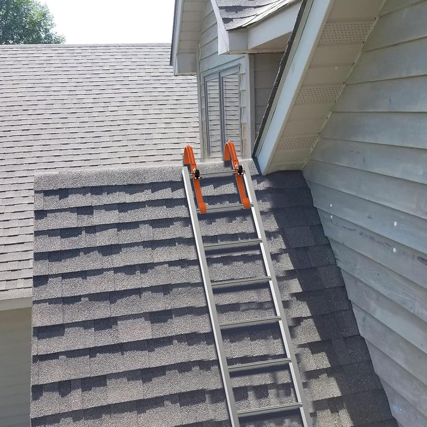 2 Pack Heavy Duty Ladder Roof Hook with Wheel Rubber Grip T-Bar - 500 lbs Weight Rating - Fast & Easy Access for Steep Roofs