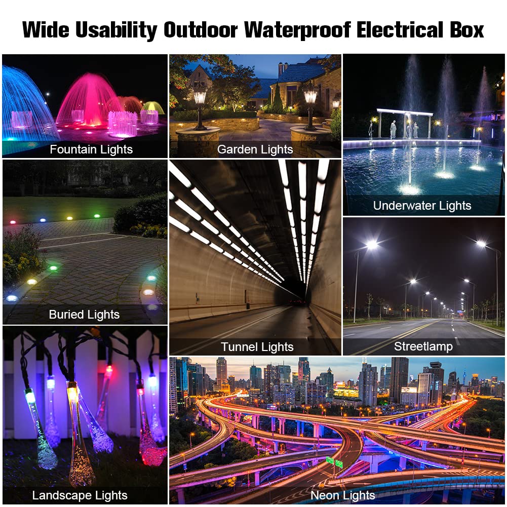 2 Pack IP68 Waterproof Outdoor Junction Box for Tunnel, Garden, and Landscape Lights - M25 Plastic Electrical Box