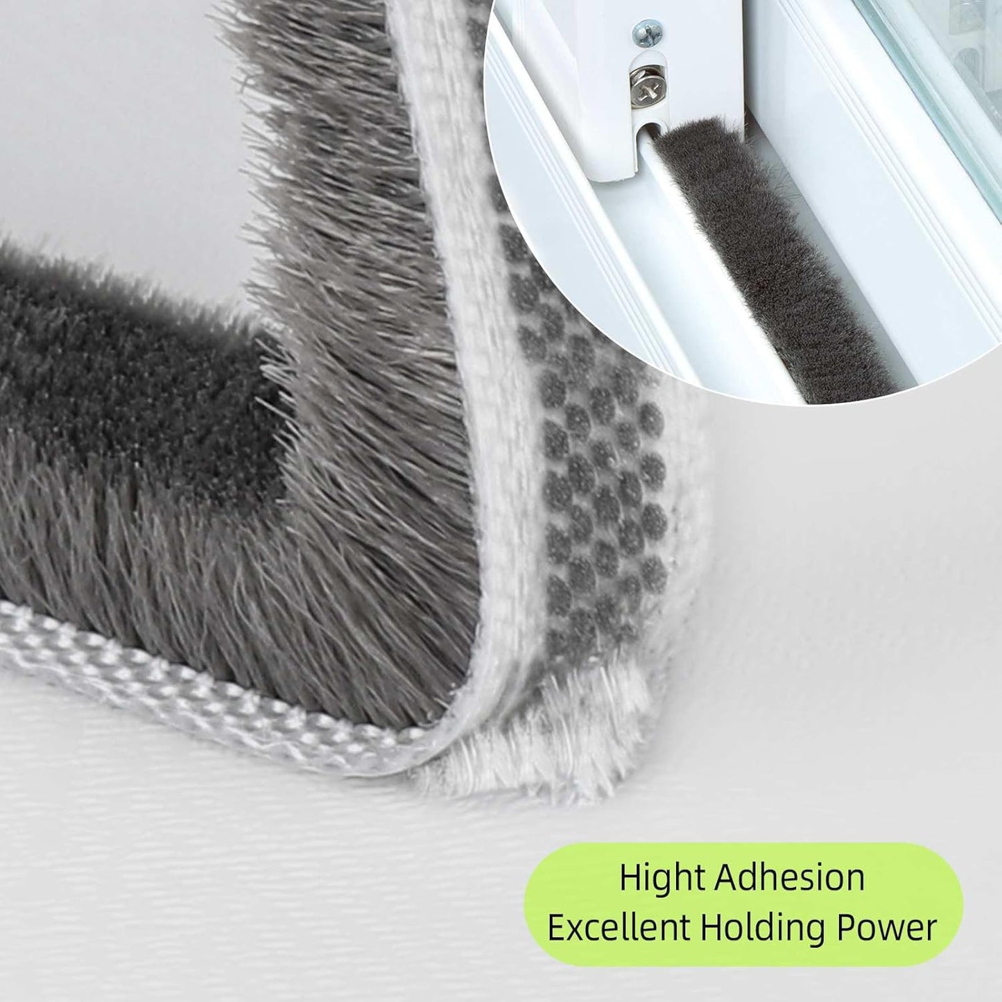 2 Pack MILEQEE Door Brush Seal - 66 Feet Total - Felt Pile Weather Stripping - Self Adhesive Draft Blocker for Doors, Windows, Cabinets - Dust Stopper Sliding Door Seal Winter - Grey 20m