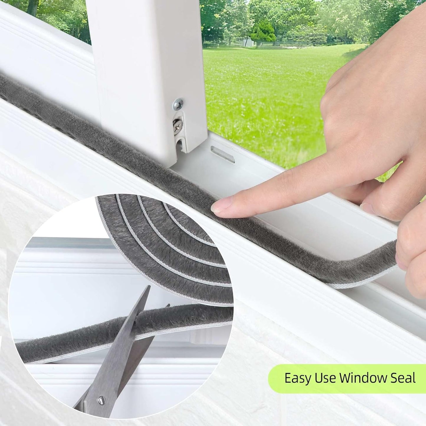 2 Pack MILEQEE Door Brush Seal - 66 Feet Total - Felt Pile Weather Stripping - Self Adhesive Draft Blocker for Doors, Windows, Cabinets - Dust Stopper Sliding Door Seal Winter - Grey 20m