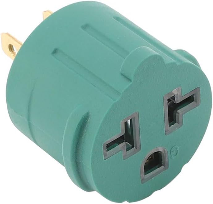 2-Pack NEMA 5-15P to 5-15/20R Plug Adapter, 15 Amp to 20 Amp T-Blade AC Power Adapter - Green