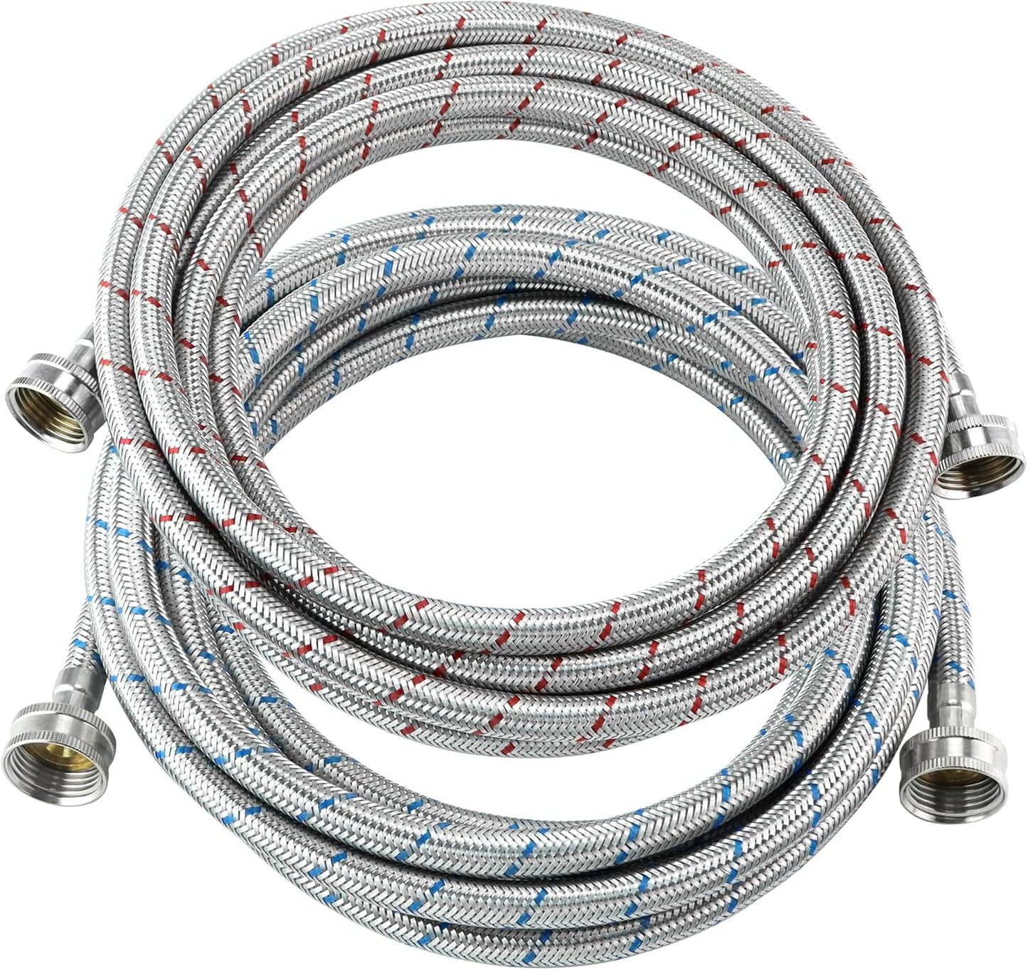 2 Pack of 15 FT Long Washing Machine Hoses for Hot and Cold Water Connections - Universal Fit for Standard Wash Machines by MIFLUS