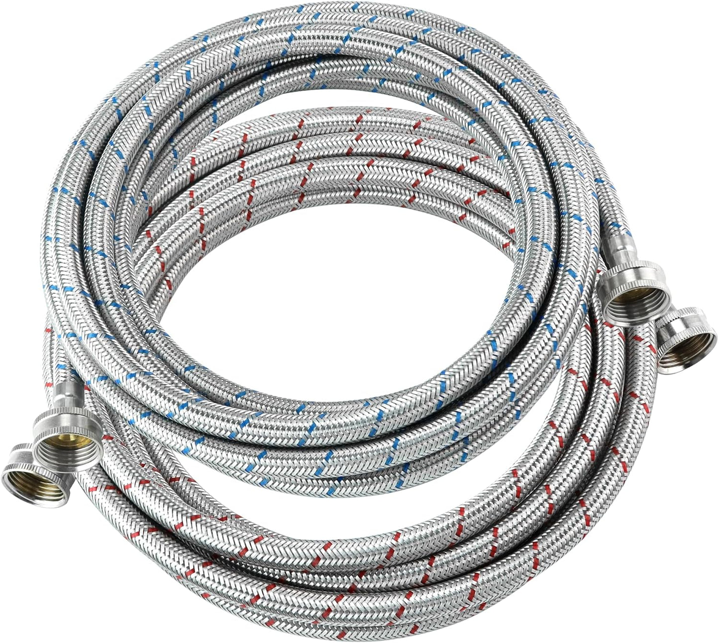 2 Pack of 15 FT Long Washing Machine Hoses for Hot and Cold Water Connections - Universal Fit for Standard Wash Machines by MIFLUS