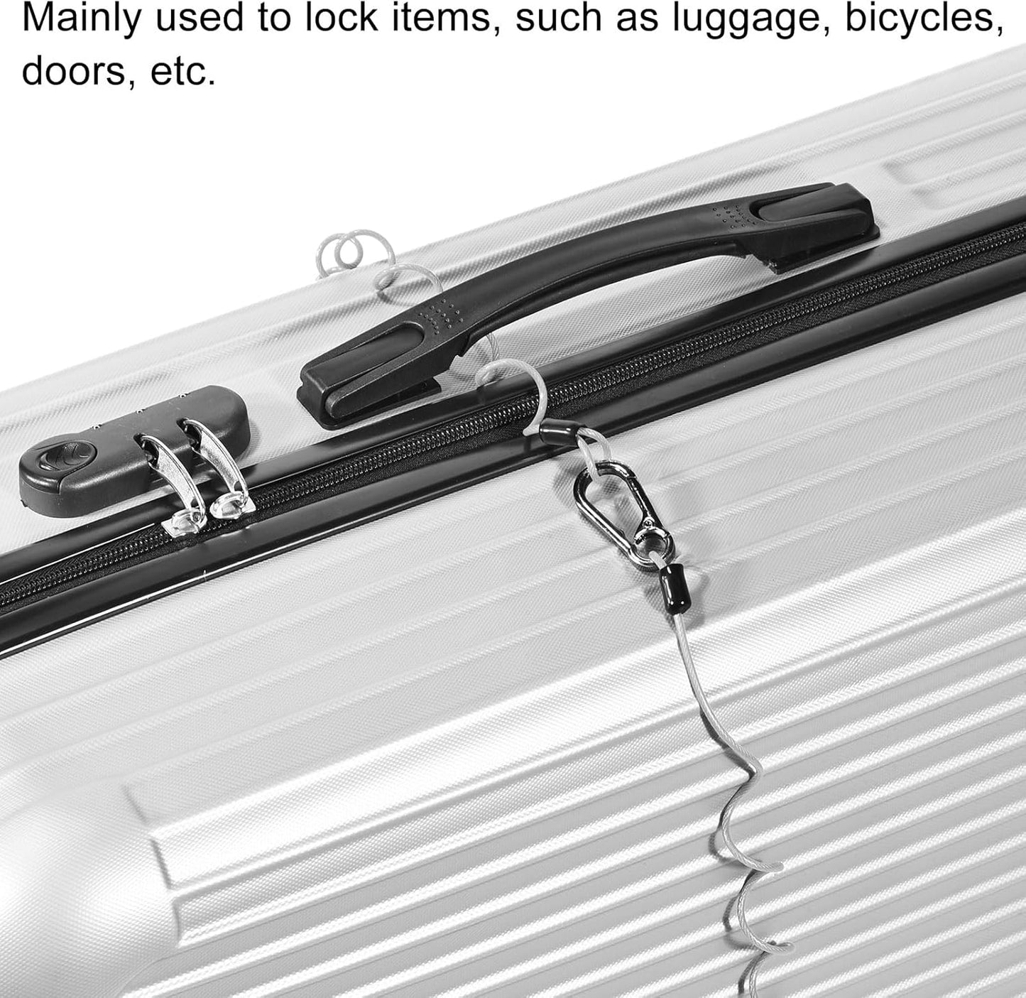 2 Pack of PATIKIL Security Steel Cable 2.5mm x 2.5m Coated Spring Wire Rope for Luggage Locks