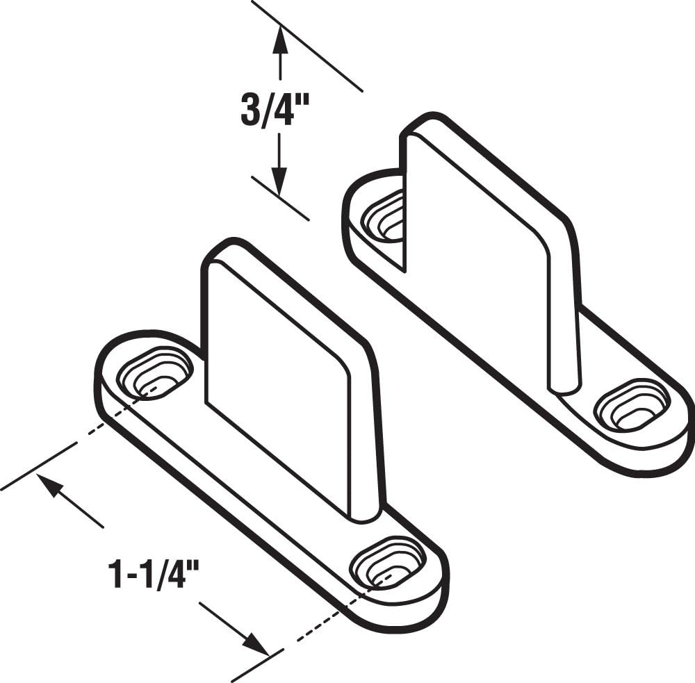2 Pack Prime-Line N 6567 Nylon By-Pass Door Floor Guide - Durable Sliding Door Hardware