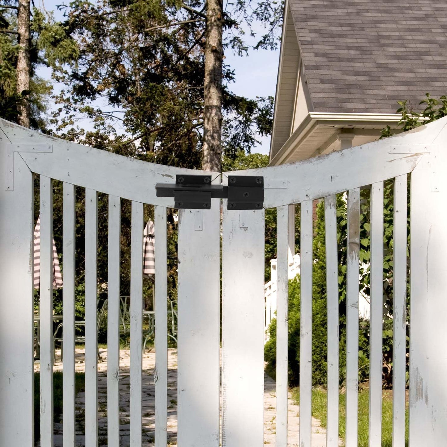 2 Pack QWORK Heavy Duty Aluminum Alloy Flip Gate Latch Lock with Padlock Hole, Adjustable Gap and Self-Drilling Screws