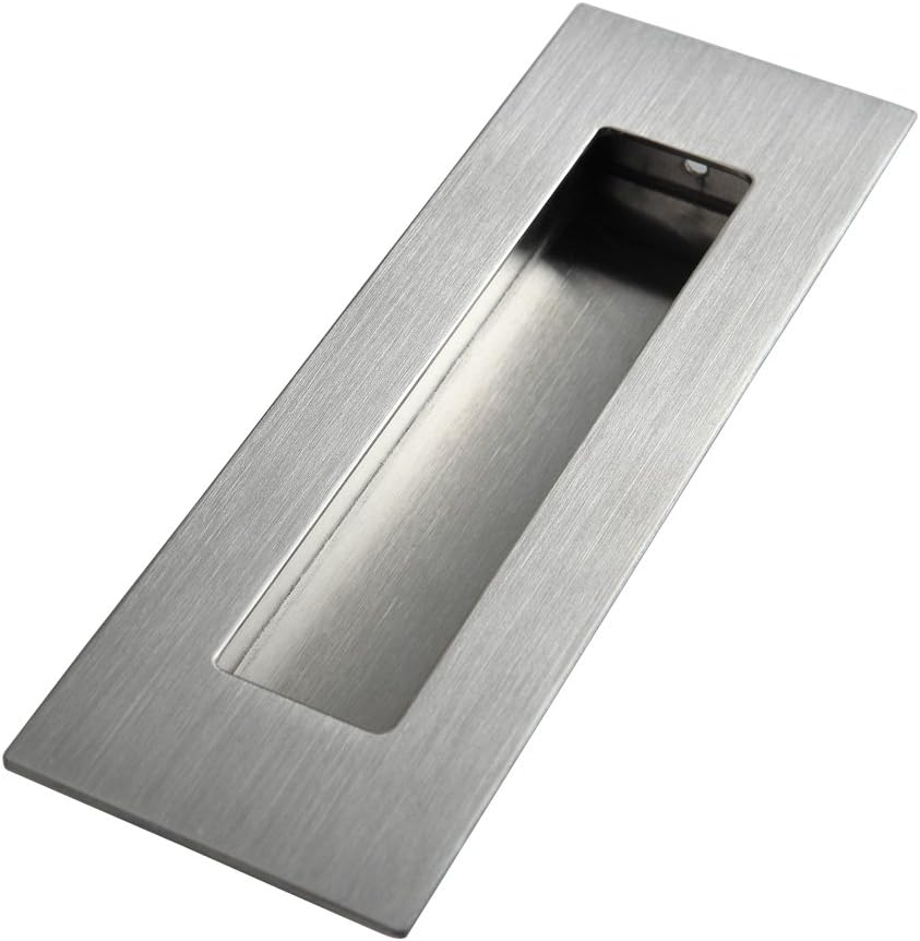 2 Pack Sehrgut 6" Rectangular Flush Pull Handles - Satin Brushed Finish, Smooth Edges for Safety