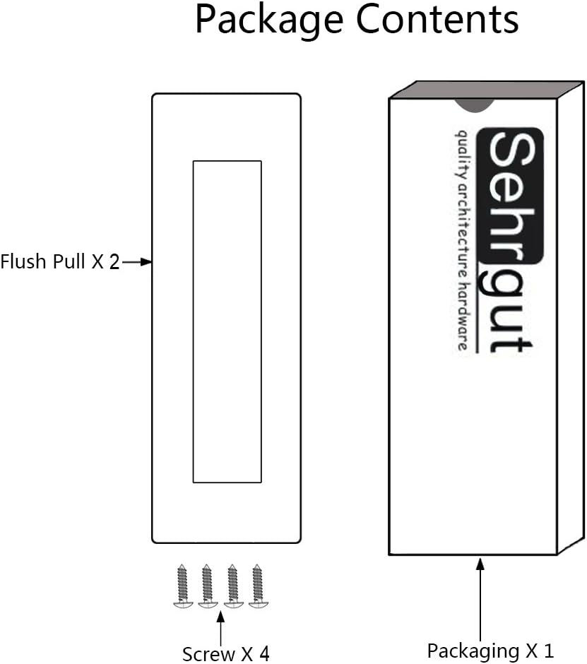 2 Pack Sehrgut 6" Rectangular Flush Pull Handles - Satin Brushed Finish, Smooth Edges for Safety