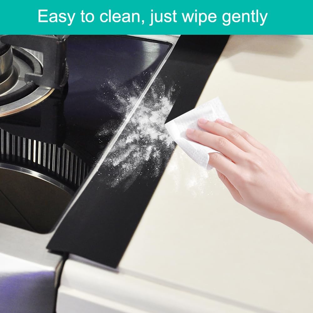 2 Pack Silicone Stove Counter Gap Cover - 25 Inch Kitchen Oven Gap Filler Strips - Easy Clean Countertop Guard (Black)