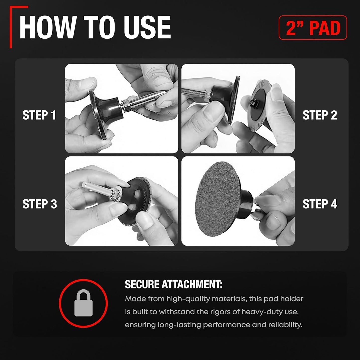 2-Pack TRUBUILT1 Automotive 2" Conditioning Disc Pad Holder w/ 2-1/4" Shank - Fits 3M ROLOC Scotch-Brite Discs - Speed-Lok TR Attachment