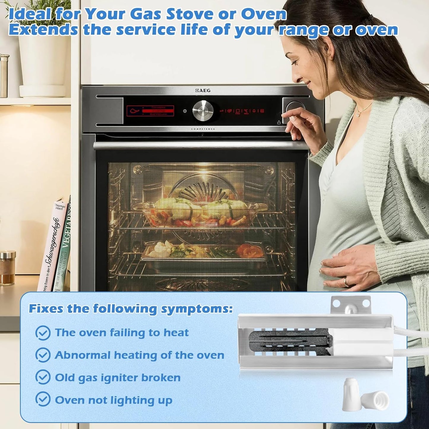 2 Pack W10918546 Gas Range Oven Igniter for Whirlpool, Amana, Estate, Roper, Maytag, Magic Chef, Ikea - Replaces PS11770066, 4454963, 3186491, W10140611