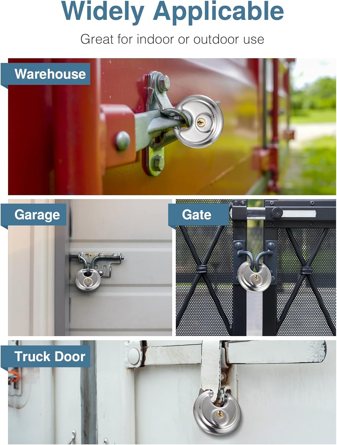 2 Pack Waterproof Combination Locks for School Gym Locker & Keyed Padlock - Stainless Steel Discus Lock with 3/8-Inch Shackle for Sheds, Storage, Garages, Fence - Puroma