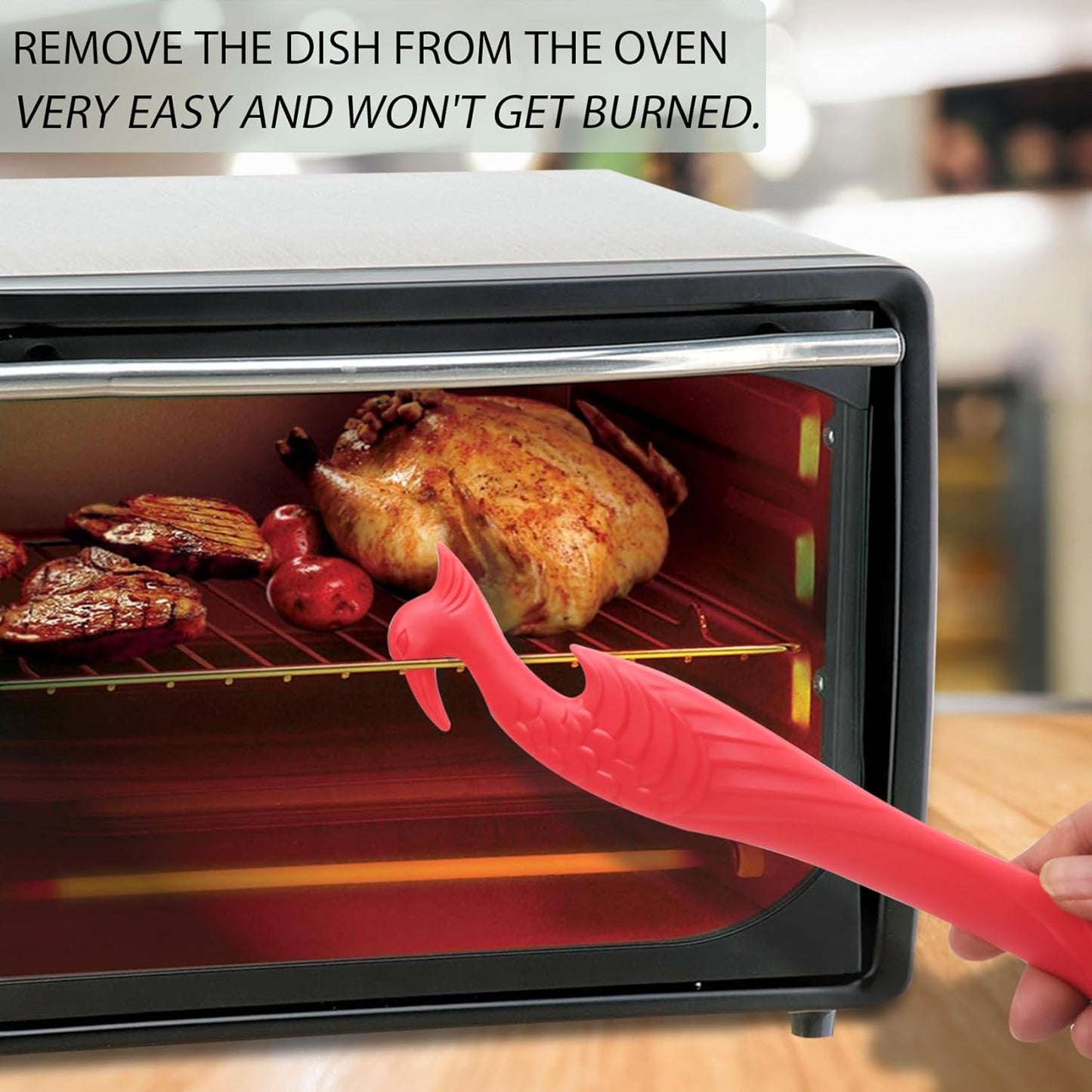 2-Pack ziHenryDa Oven Rack Push Pull Tool - 11 Inch Stick for Easy Oven Rack Pulling - Longer Handle for Oven, Air Fryer, Toaster Oven - Red (2 Count)
