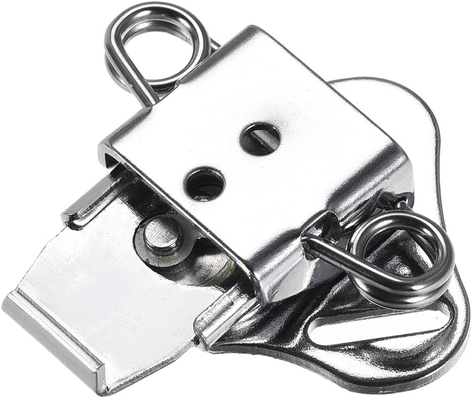 2 Pcs Spring Loaded Butterfly Twist Latch Keeper Toggle Clamp with Padlock Hole for Case Box, 1.65-inch Iron (Silver)