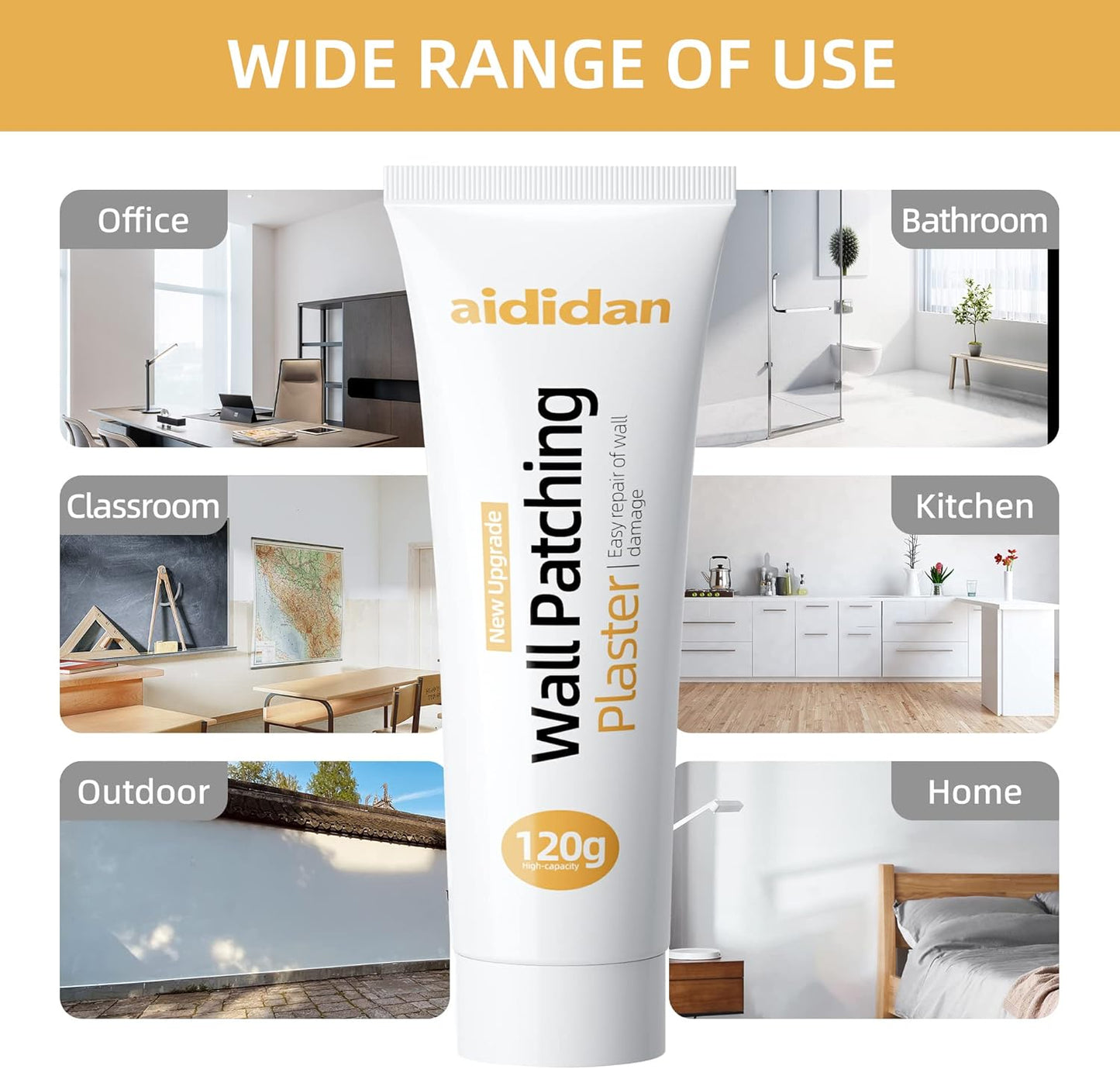 2-Piece Drywall Repair Kit for Quick Home Wall Fix - Spackle Paste, Mending Agent, Putty Plaster, Dent & Scratch Repair - White