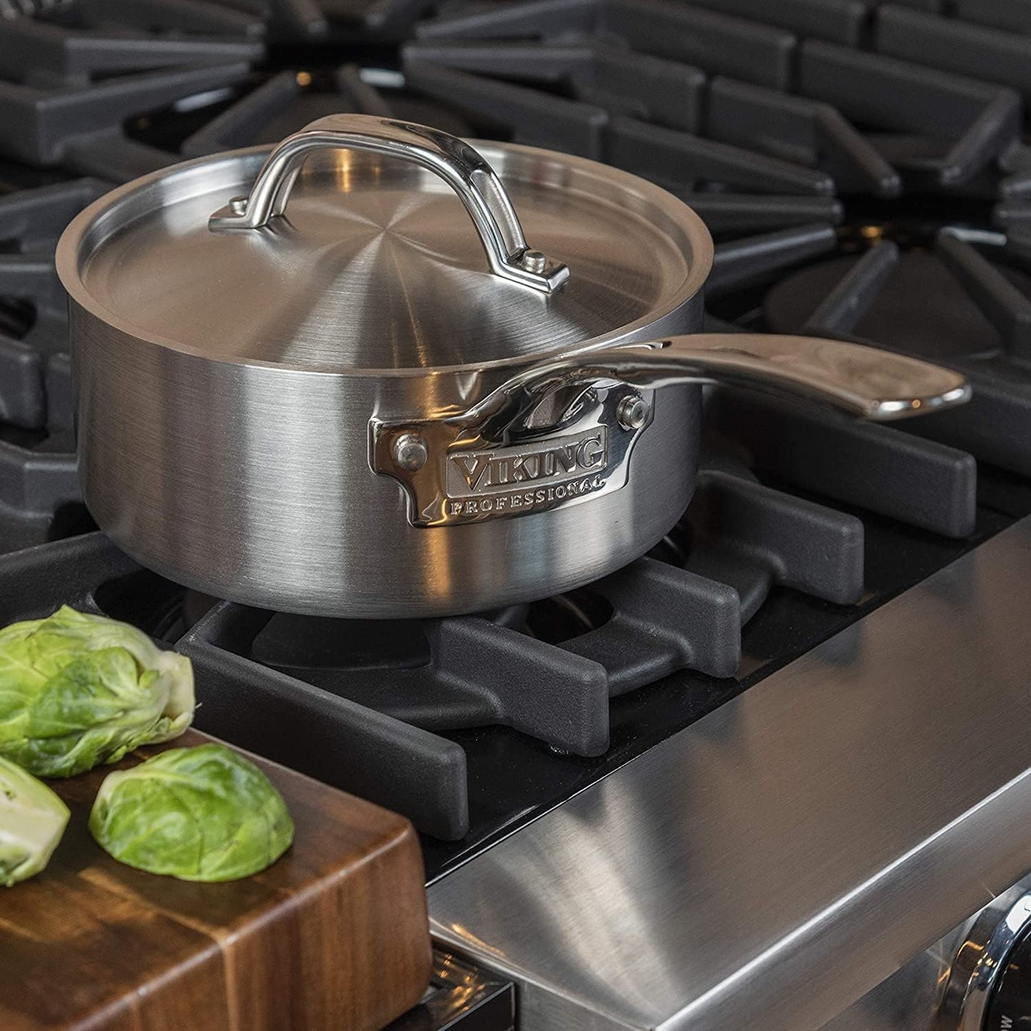 2 Quart Viking Culinary Professional Stainless Steel Saucepan with Lid - 5-Ply, Dishwasher & Oven Safe, Induction Ready