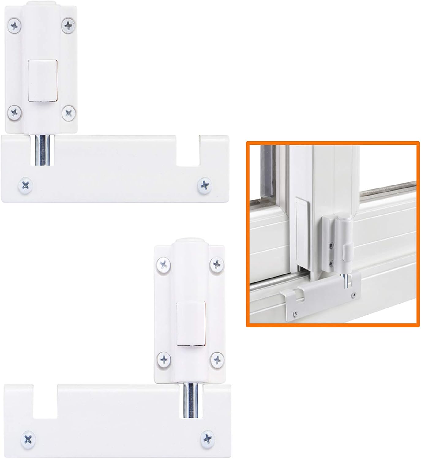2 Set HauSun Patio Sliding Door Security Foot Locks - Top or Bottom Rail Childproof Guardian - Foot Operated Safety Locks for Family Security