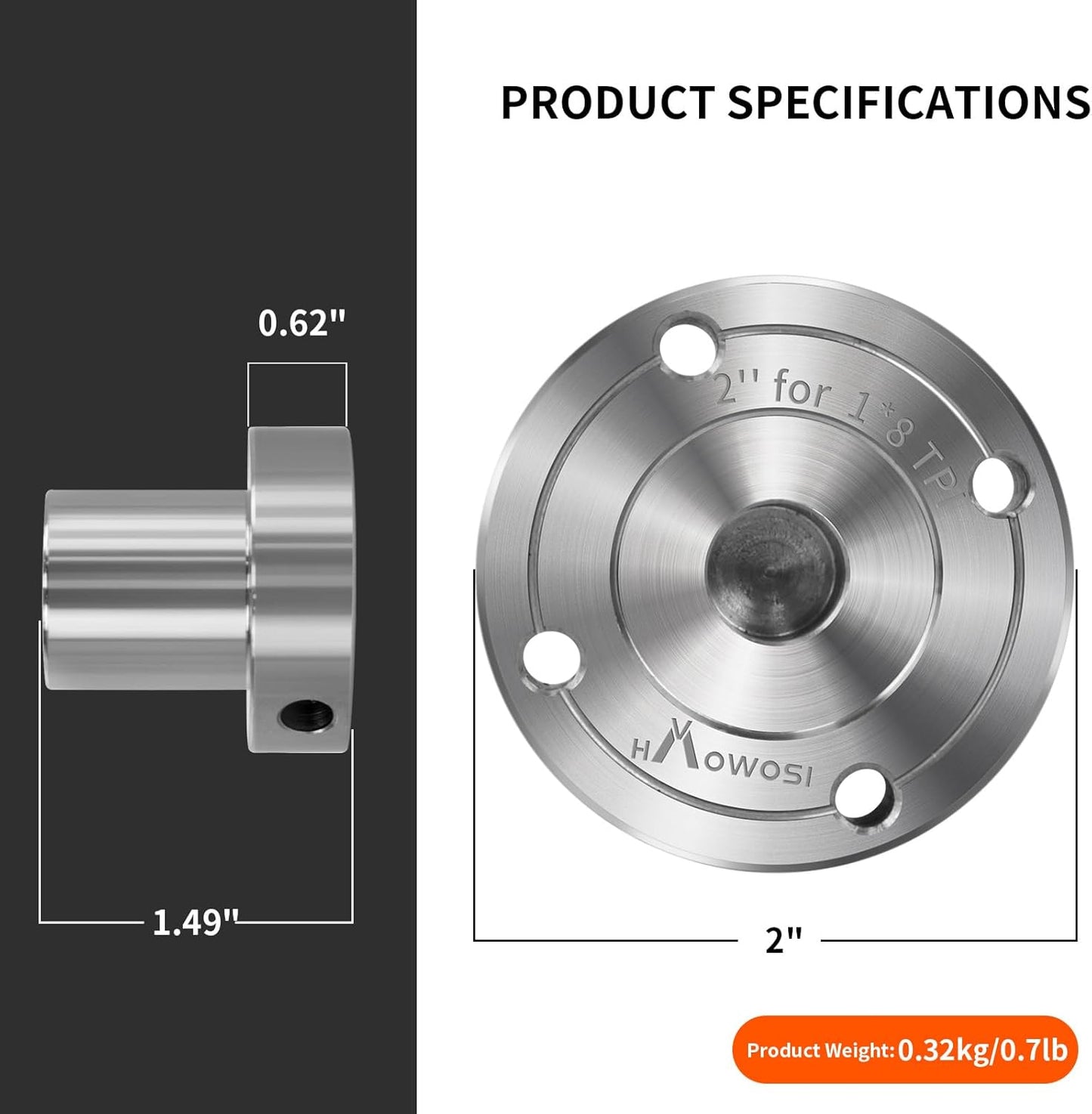 2" Steel Lathe Faceplate for Wood Lathe - Compatible with 1" x 8TPI Spindle - Includes Screwchuck