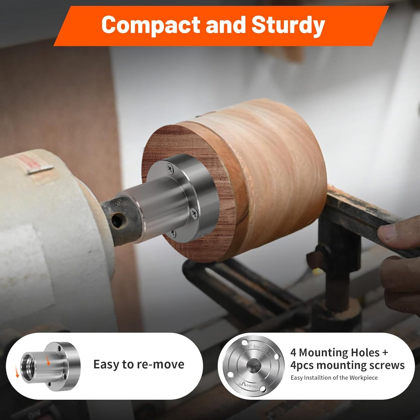 2" Steel Lathe Faceplate for Wood Lathe - Compatible with 1" x 8TPI Spindle - Includes Screwchuck