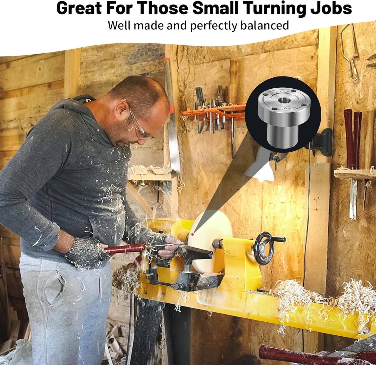 2" Steel Lathe Faceplate for Wood Lathe - Compatible with 1" x 8TPI Spindle - Includes Screwchuck