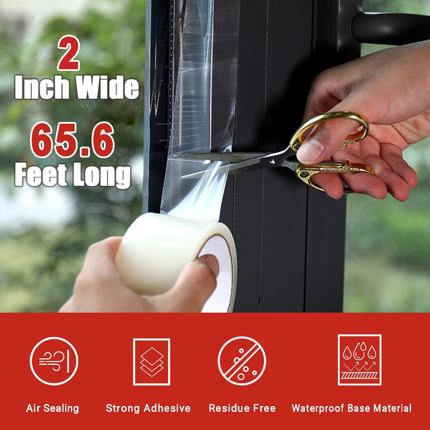 2" x 65.6FT Transparent Window Sealing Tape for Winter AC Insulation - No Cold Drafts - Dstorelhp
