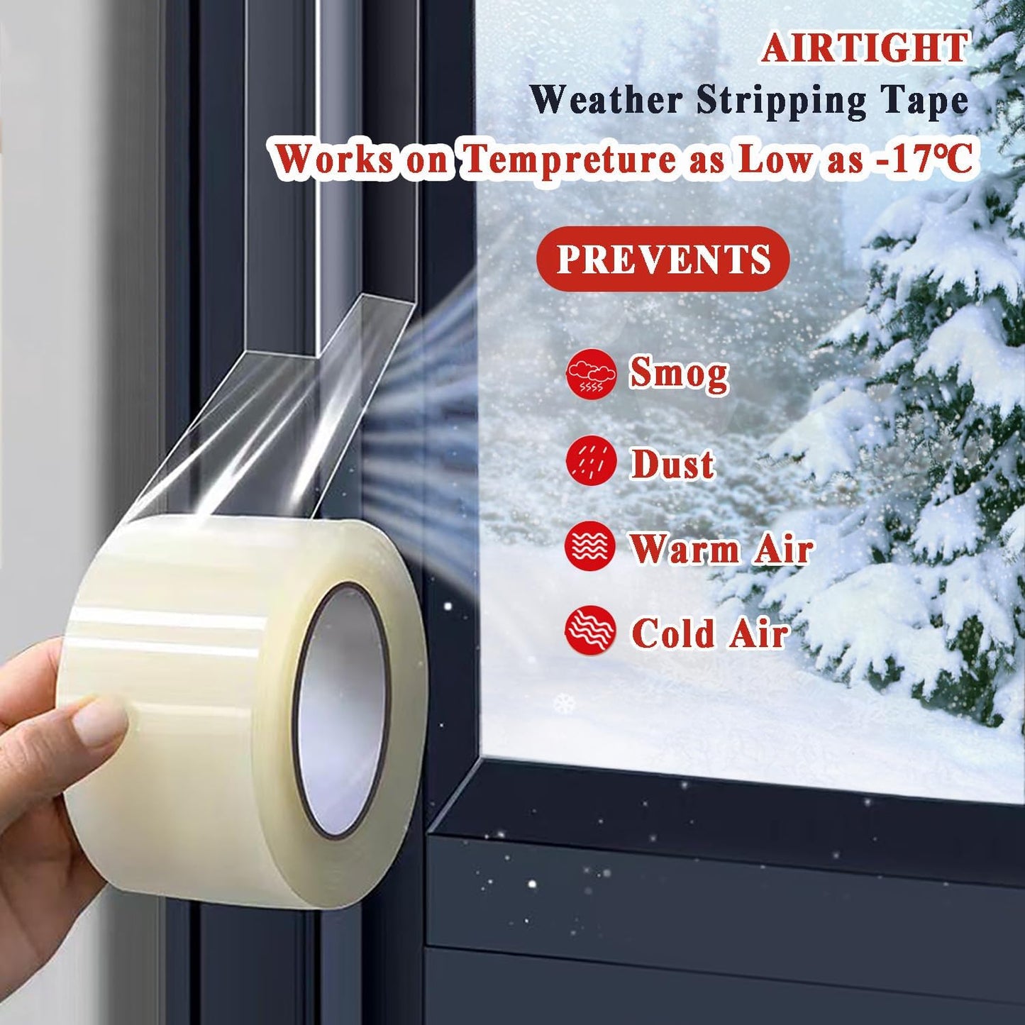 2" x 65.6FT Transparent Window Sealing Tape for Winter AC Insulation - No Cold Drafts - Dstorelhp
