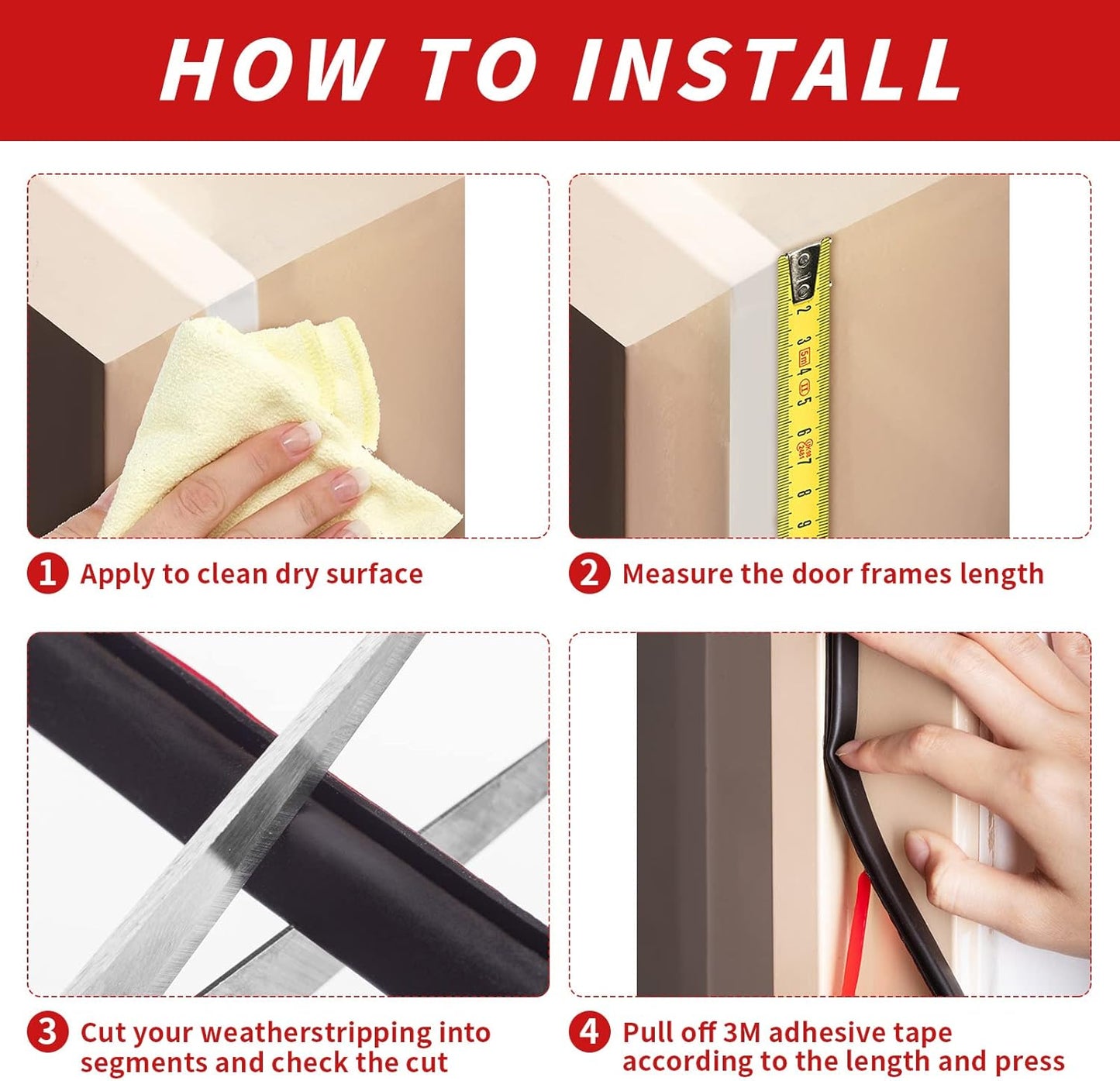 20 Feet Rubber Weather Stripping Door Seal Strip, Self-Adhesive D-Shape Insulation for Large Gaps - Cut to Size, Black