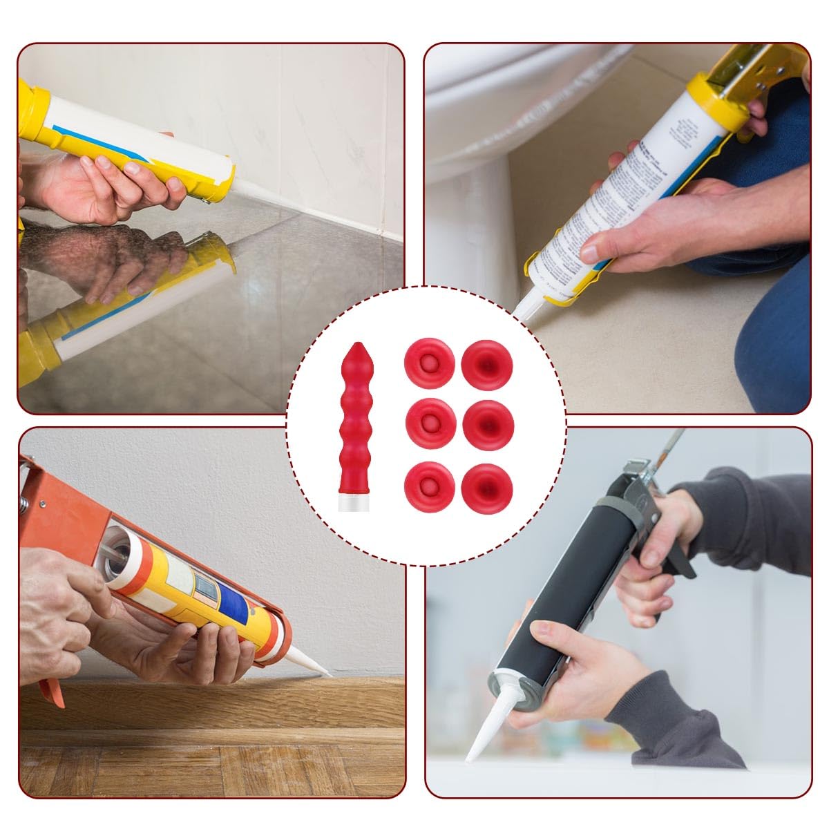 20 Pack Caulk Cap Sealer for Preserving Open Tubes - Red Caulk Tube Covers for Sealing and Finishing - Caulk Saver Caps for DIY Projects