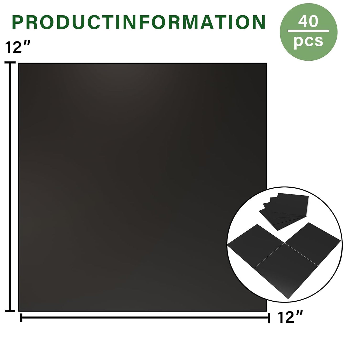 20-Pack Peel and Stick Vinyl Floor Tiles - 12x12 inch Self Adhesive Waterproof Planks for Bathroom, Kitchen, RV - Pure Black - Covers 20 Sq. Ft.