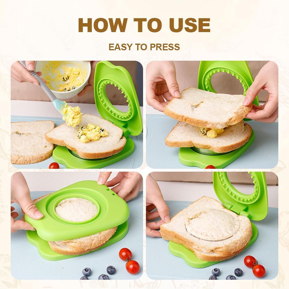 2024 Upgrade BusyLive Sandwich Cutters for Kids Lunch - Pink Square Shapes - Bento Box Accessories - Crustless Sandwich Maker & Sealer