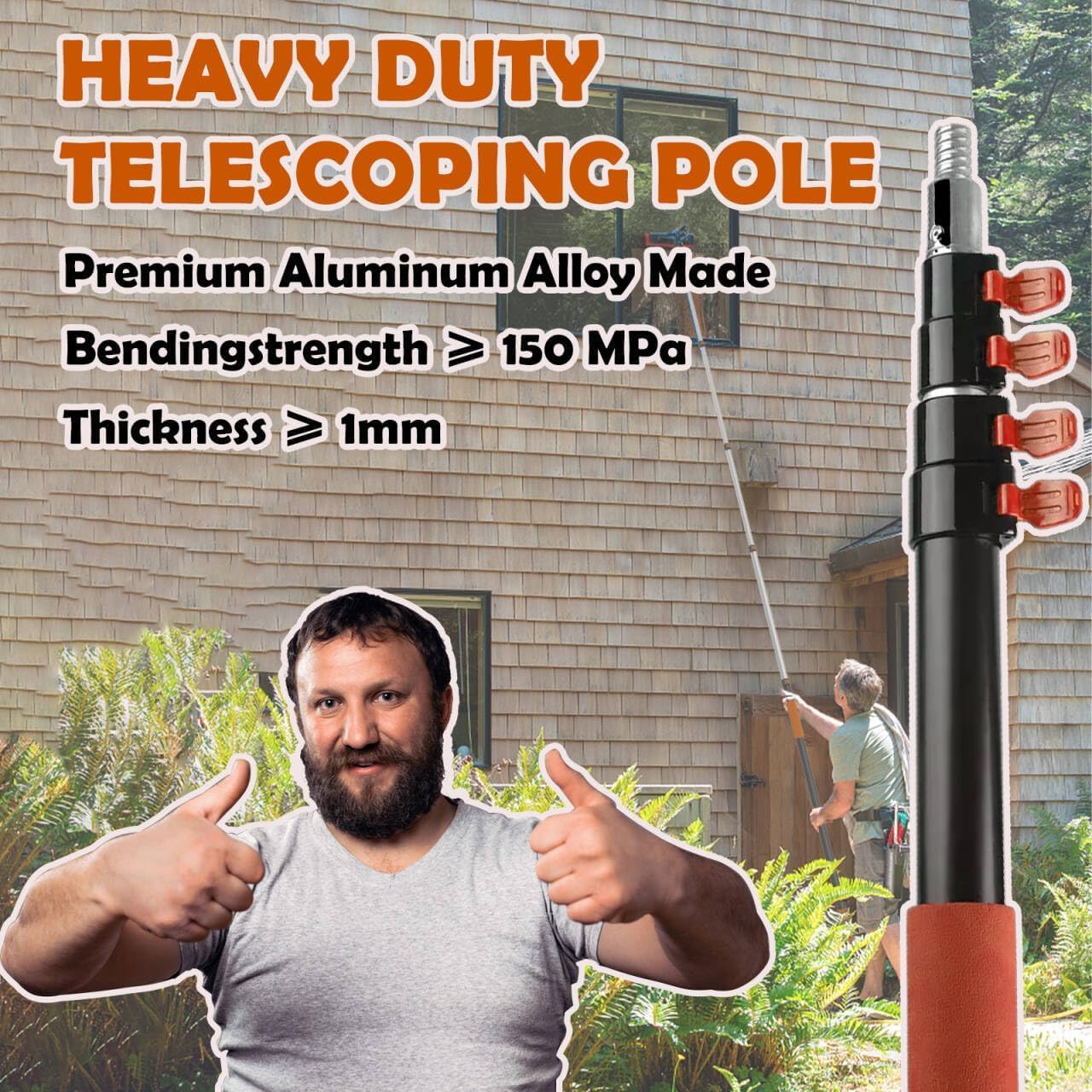 20FT Telescoping Extension Pole for Dusting, Painting, and Window Cleaning - Lightweight, Sturdy, Multi-Purpose with Universal Twist-on Metal Tip - Extendable Pole up to 12FT