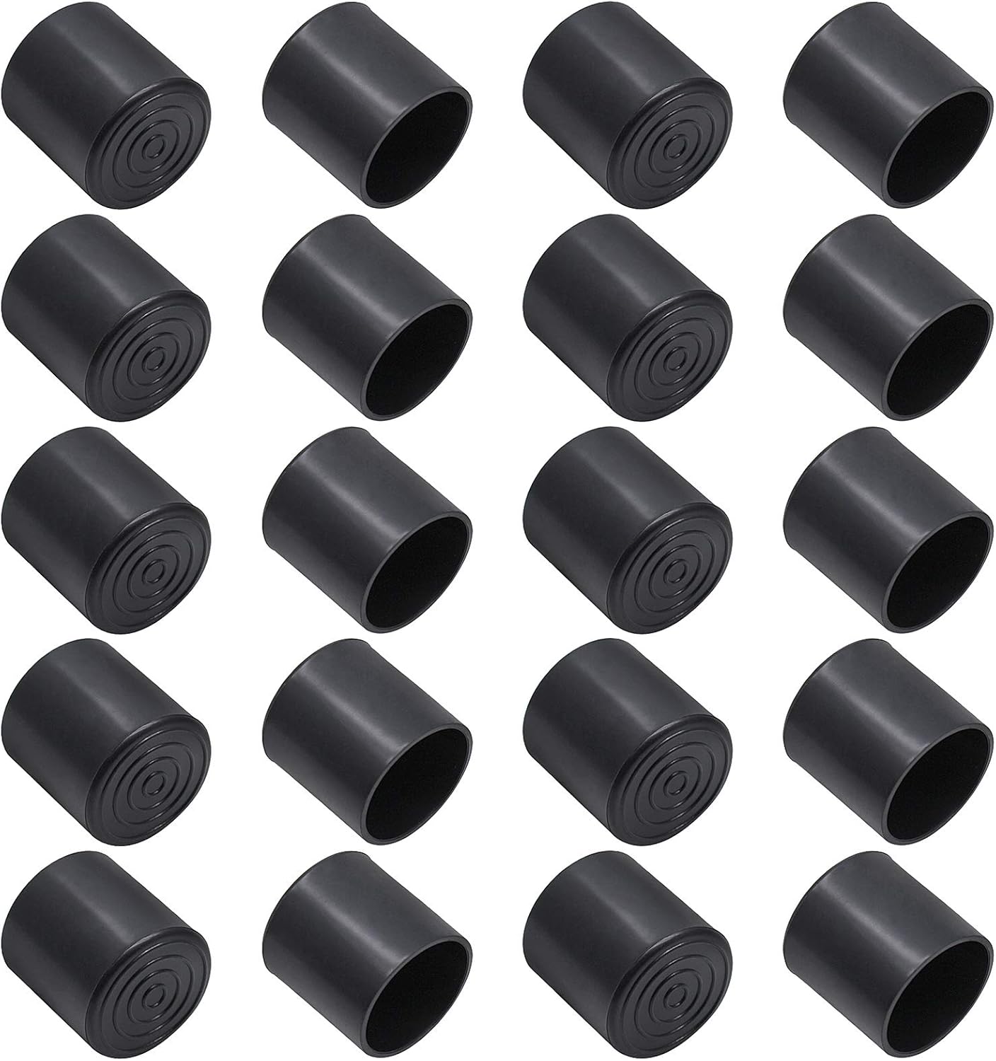 20Pcs Round Rubber Furniture Leg Caps - 1-1/4" Vinyl Flexible Chair Leg Floor Protectors - Black patio/indoor Furniture Leg Caps
