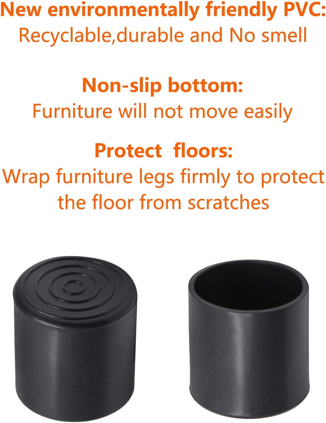 20Pcs Round Rubber Furniture Leg Caps - 1-1/4" Vinyl Flexible Chair Leg Floor Protectors - Black patio/indoor Furniture Leg Caps