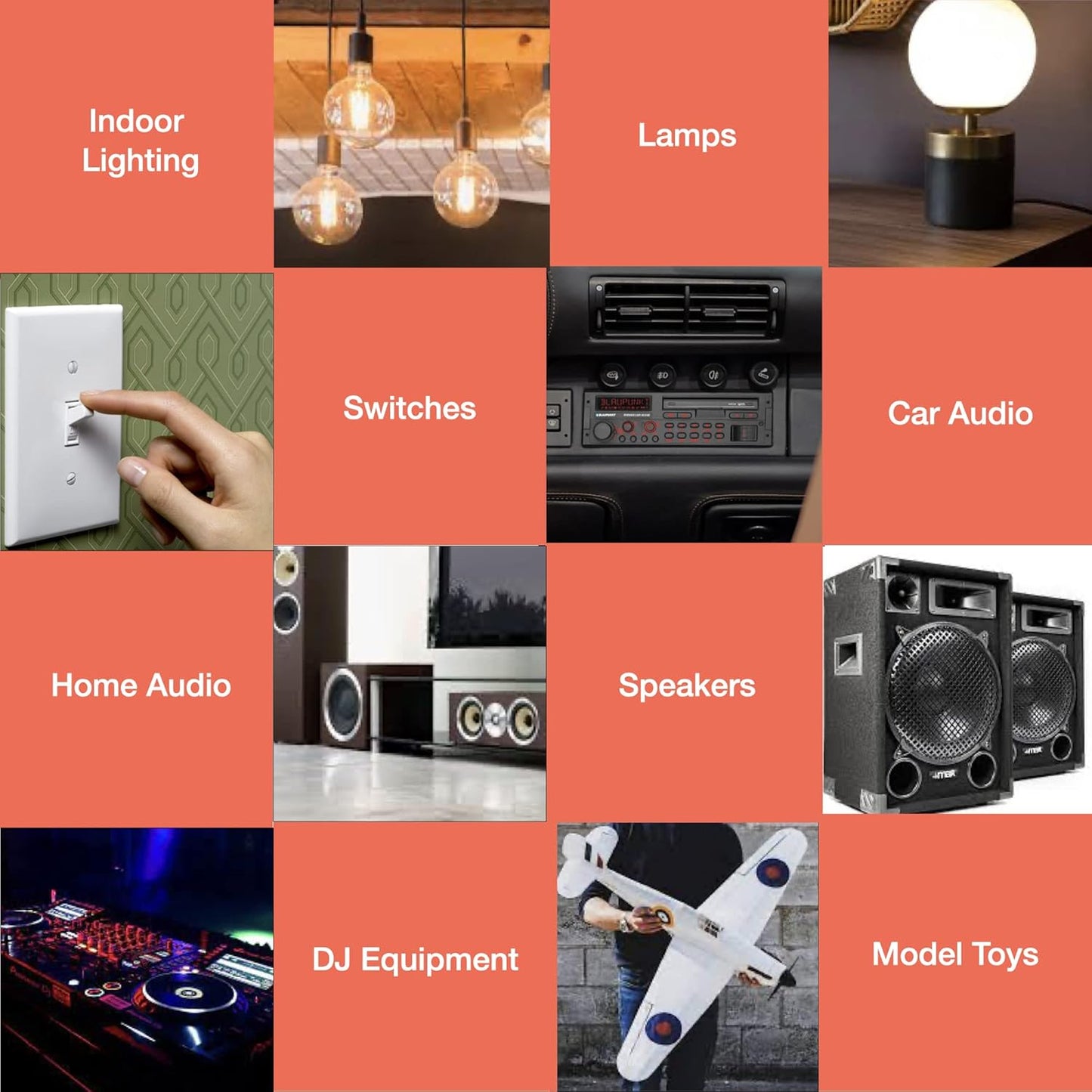 22 Gauge Wire Combo Pack - 6 Rolls (600ft Total) 100ft Per Roll, Low Voltage Automotive & Electrical Cable - Copper Clad Aluminum