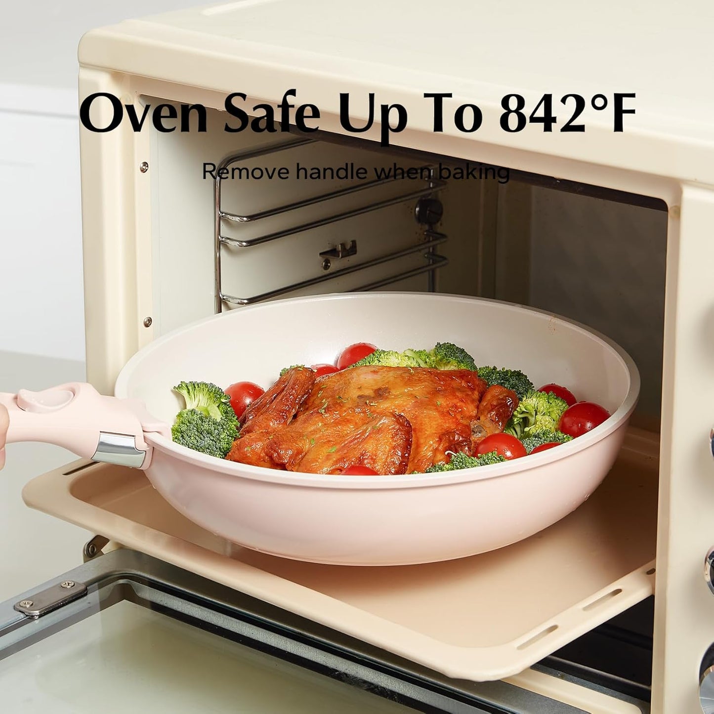 22 Piece Redchef Ceramic Cookware Set with Detachable Handle - Nonstick, Non Toxic, PFAS PFOA & PTFE Free - Dishwasher/Oven Safe - Ideal for Camping