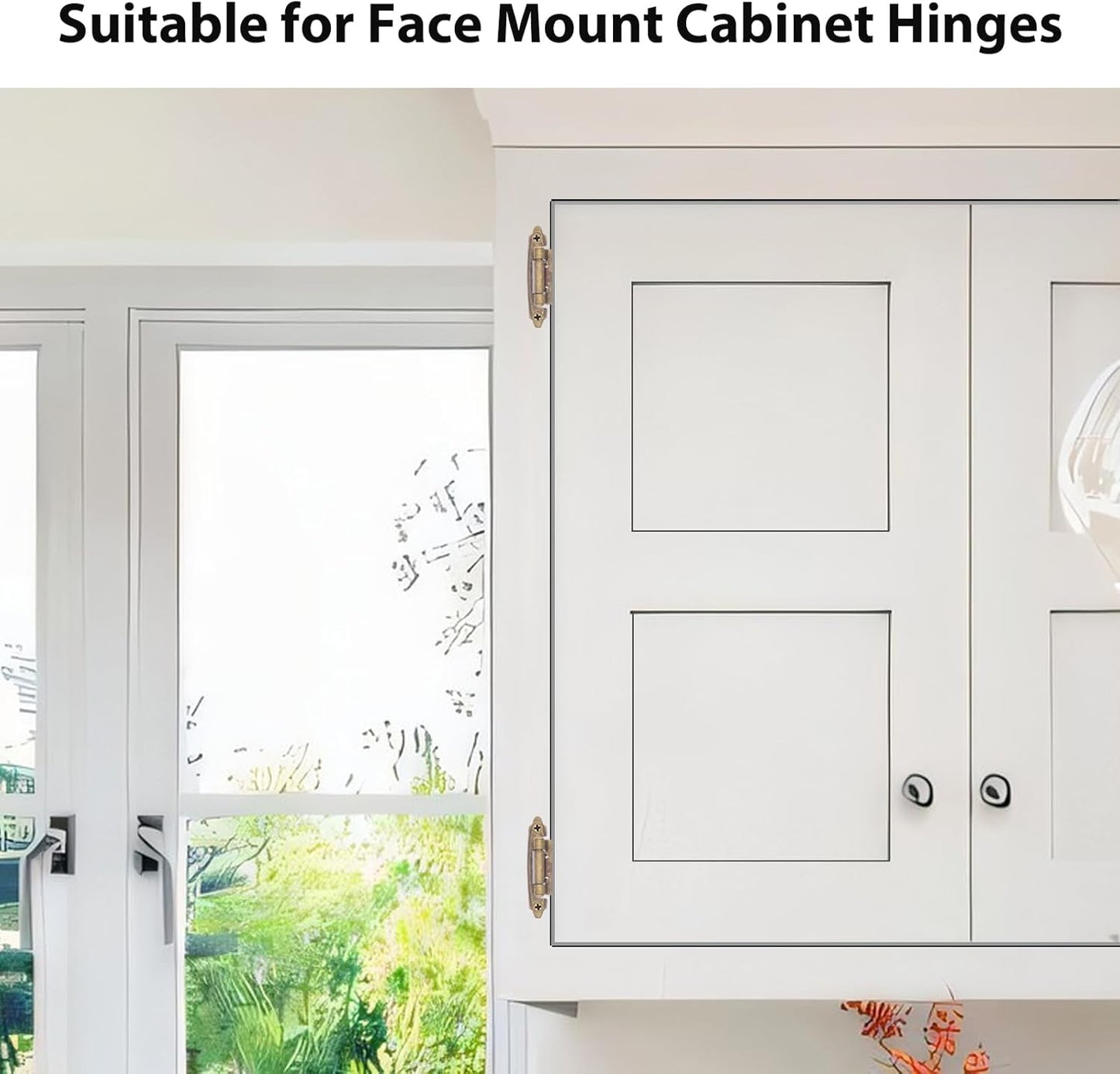 24 Pack Antique Brass Self Closing Kitchen Cabinet Hinges - 1/2" Overlay, Semi Concealed Face Flush Mount with Screws