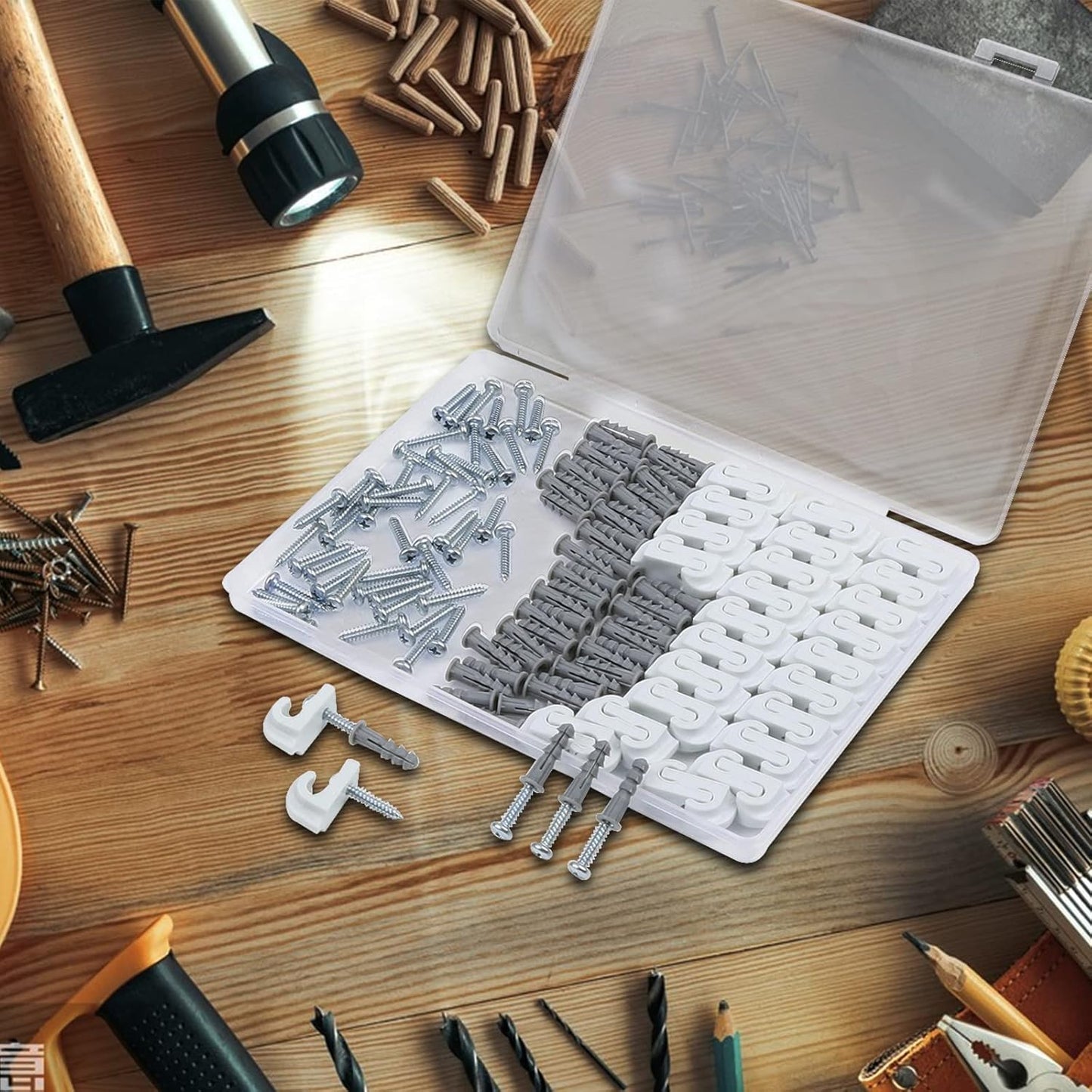 24 Pack White Down Wall Clip Closet Shelves Clips - Heavy Duty Wire Shelf Brackets with Screws and Expansion Tubes for Wire Closet Shelving - WildKart