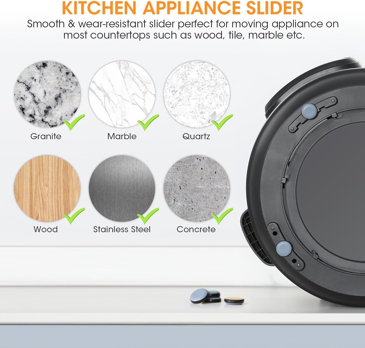24Pcs Aieve Appliance Sliders for Kitchen Countertop, Small Appliance Slider Set