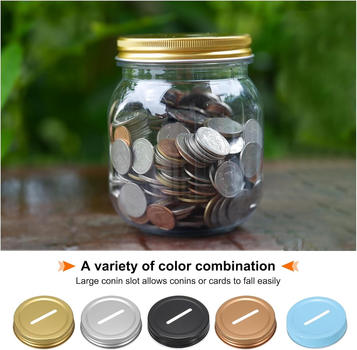25 Pcs Metal Coin Slot Lid 70mm Tinplate Regular Mouth Canning Bank Caps - Blue for Money Saving Cards, Inserts for Mason, Canning Jars